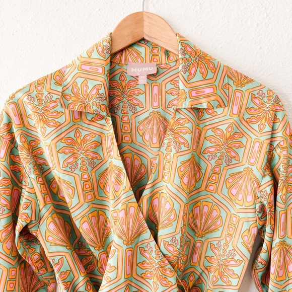 Show Me Your MuMu Womens Pink & Green Clara Silky Mini Dress - Picture 5 of 10